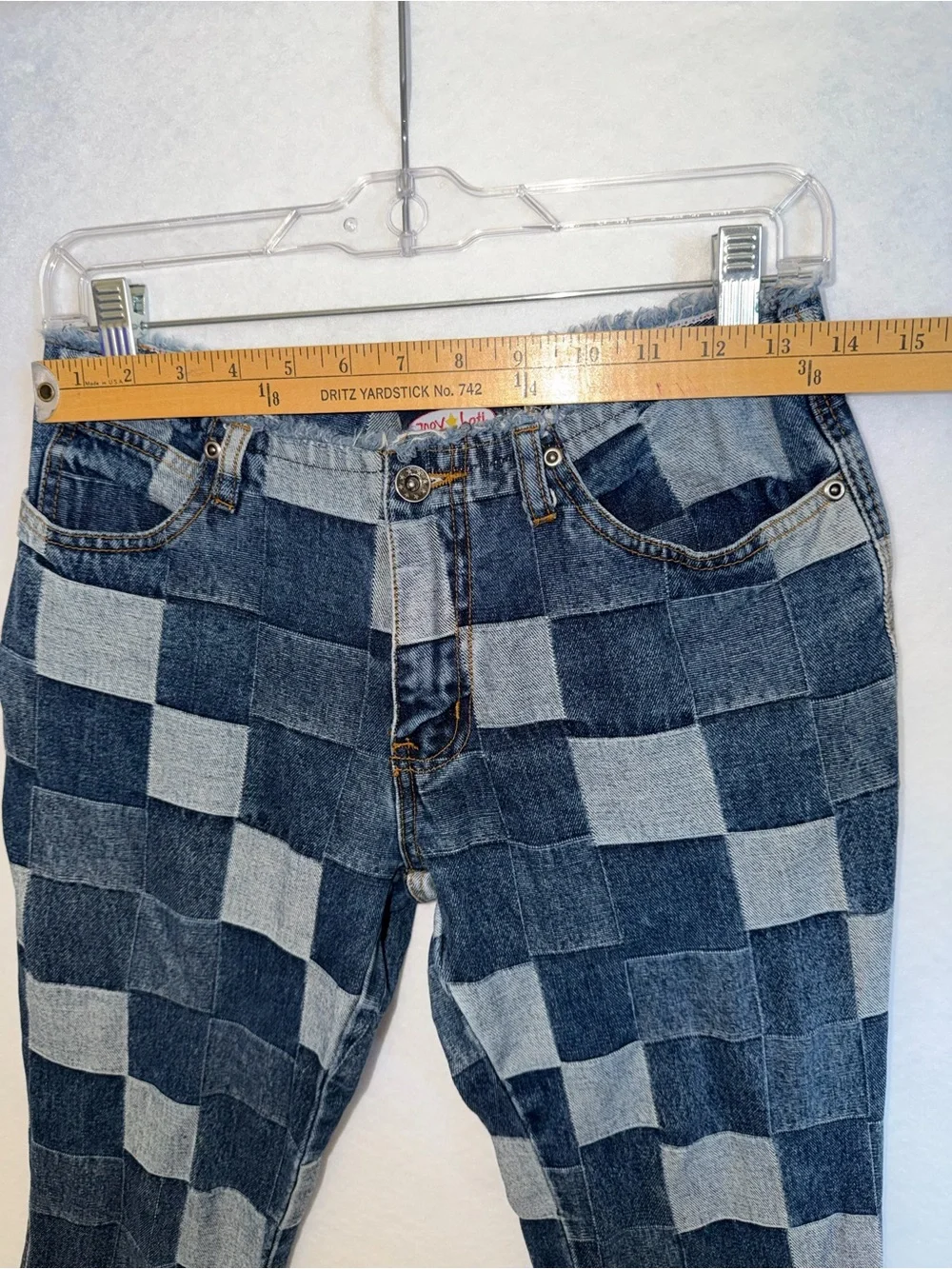 Vintage Zoey Beth Low Rise Patchwork Checkerboard Blue Jeans - Picture 6 of 11